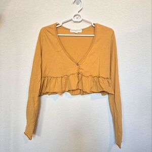 Urban Outfitters x Project Social T | Cropped Peplum Shirt | Mustard Yellow